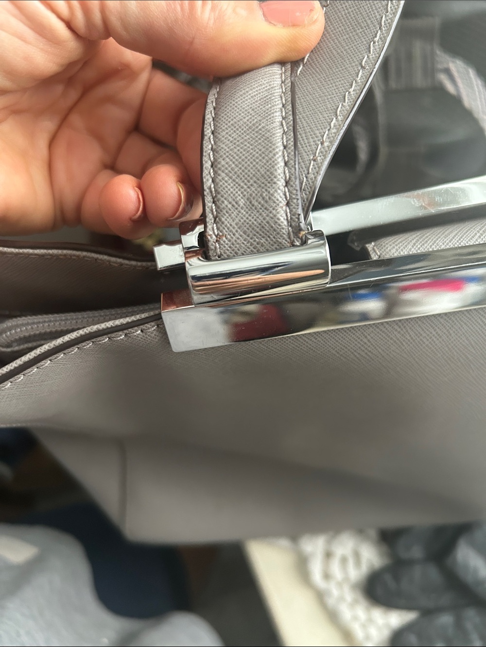 Michael Kors Taupe Gray Leather Shoulder Bag - Picture 10 of 16